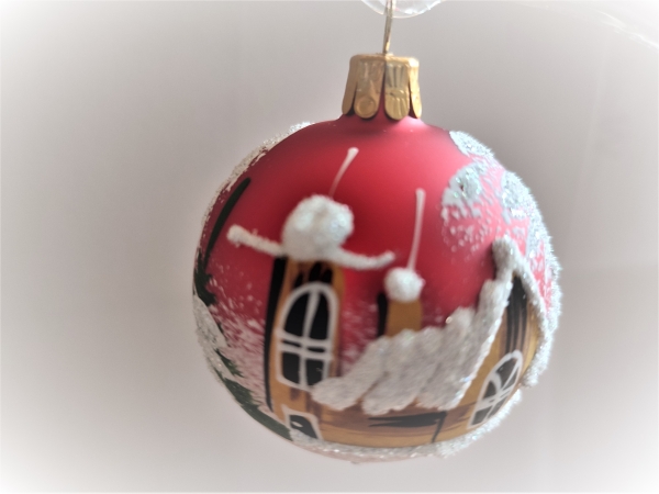 Bauble winter landscape - red, matt